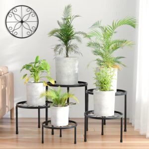 5-Pack Heavy Duty Metal Plant Stands – Rustproof Flower Pot Holders for Indoor/Outdoor