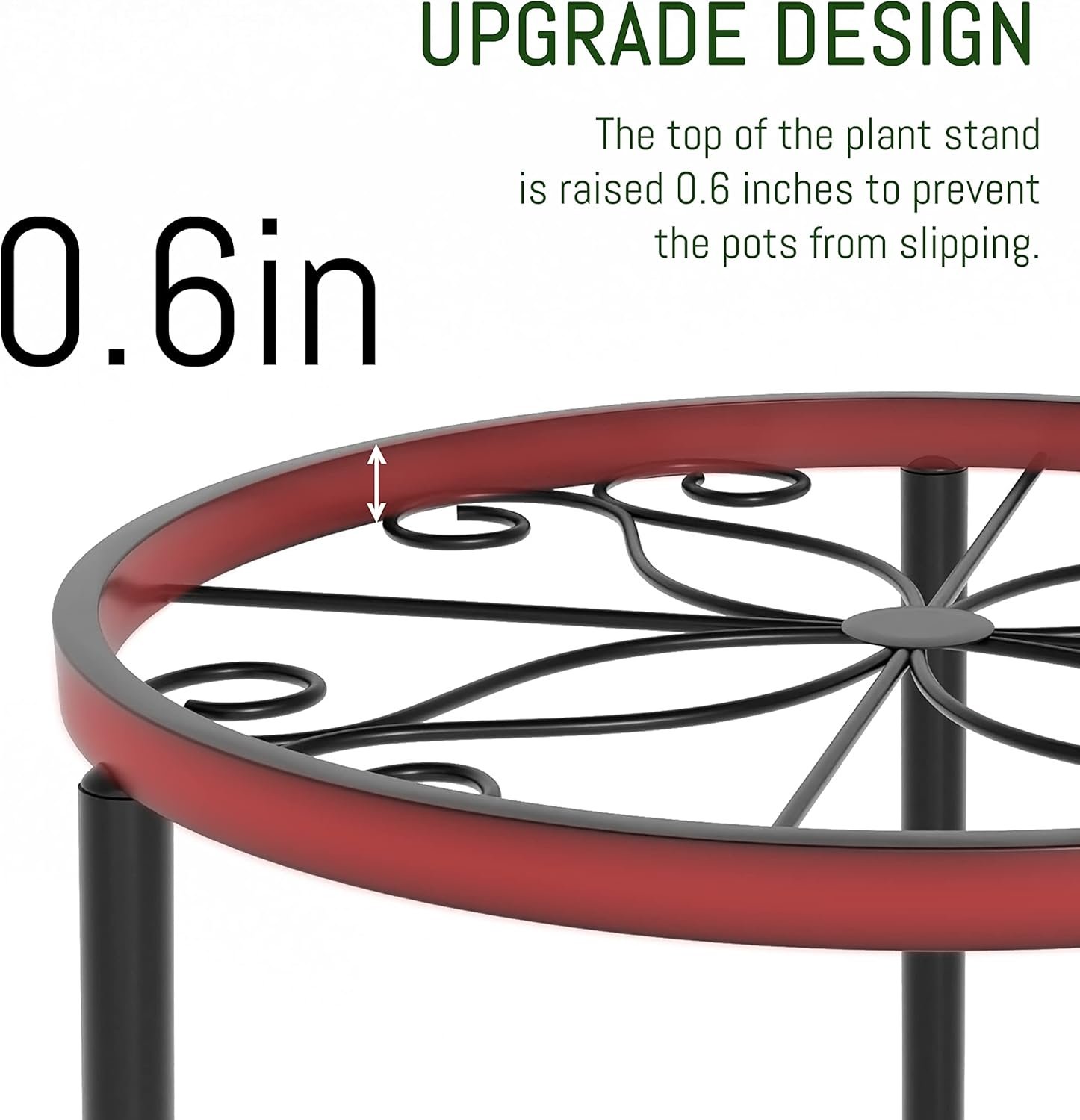 5-Pack Heavy Duty Metal Plant Stands – Rustproof Flower Pot Holders for Indoor/Outdoor - Image 3