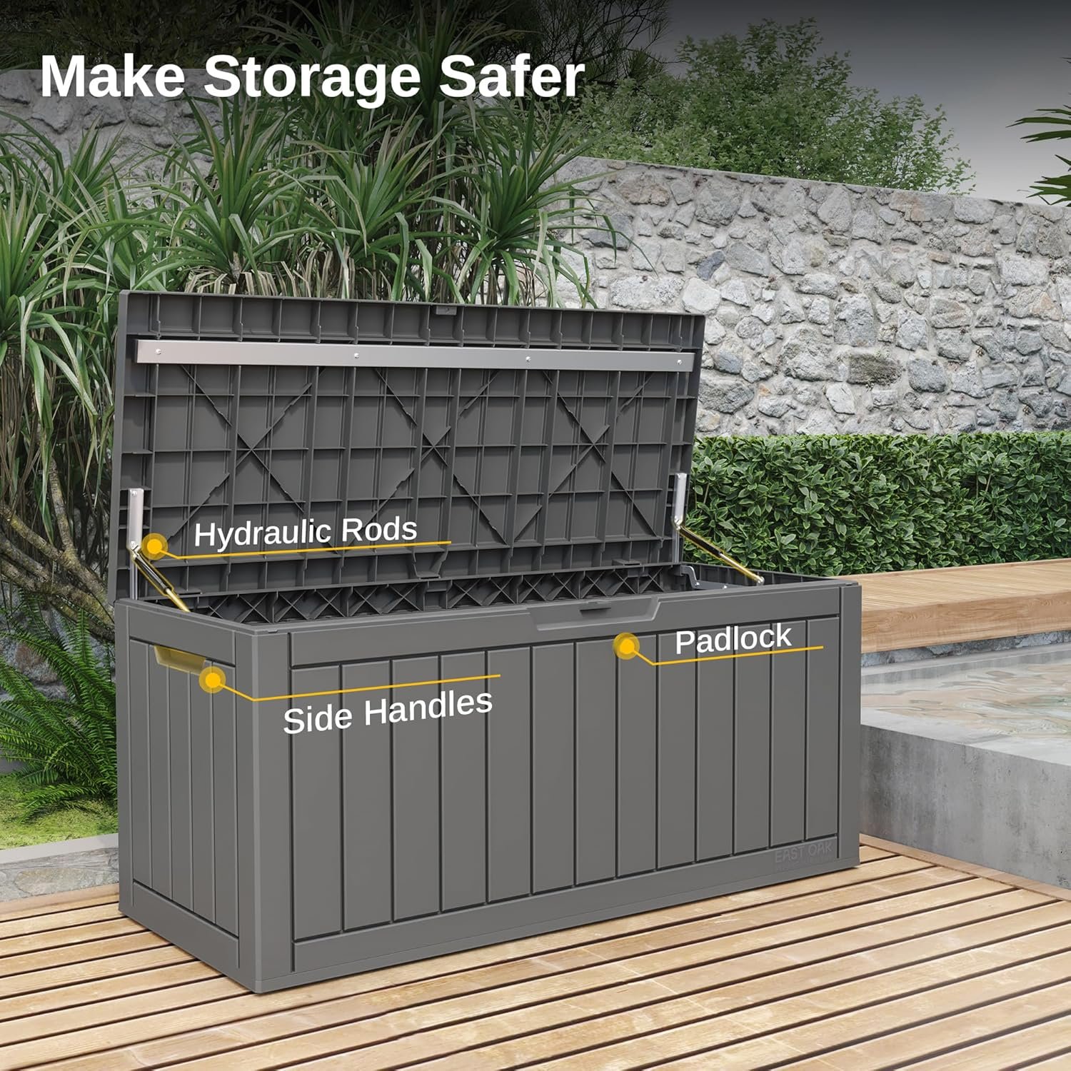 Waterproof Deck Storage Box – 90 Gallon Outdoor Resin Organizer - Image 2