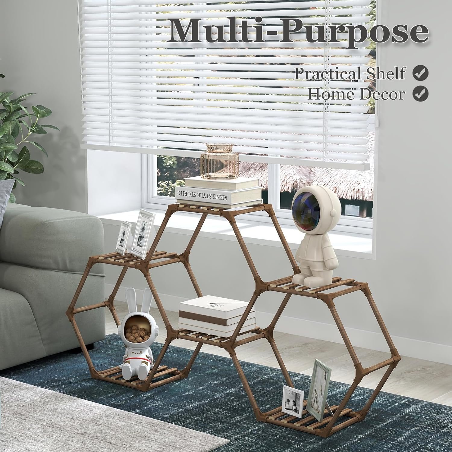 DIY Hexagonal Plant Stand – 6-Tiered Wooden Shelf for Indoor/Outdoor Plants - Image 2