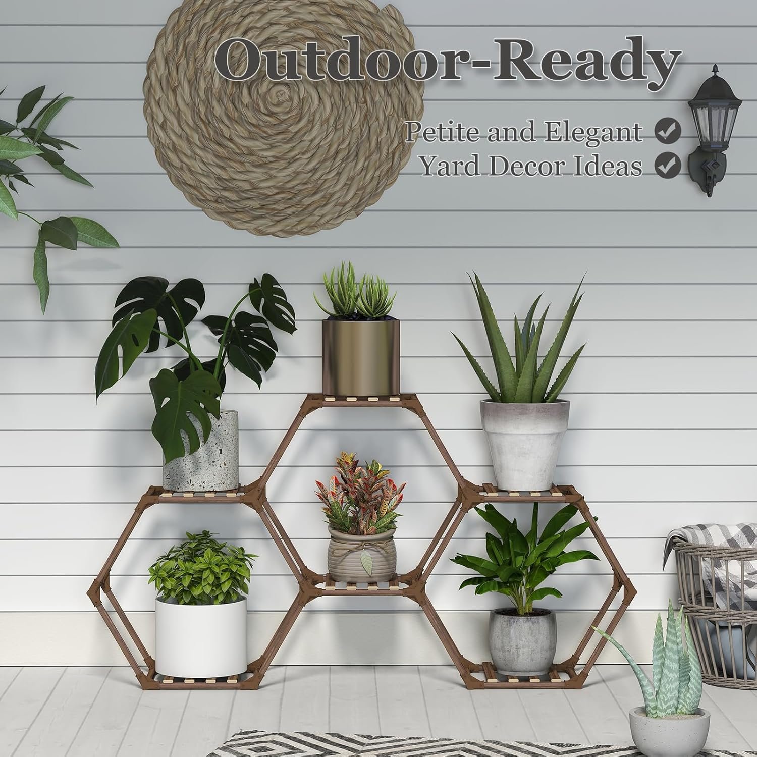 DIY Hexagonal Plant Stand – 6-Tiered Wooden Shelf for Indoor/Outdoor Plants - Image 3