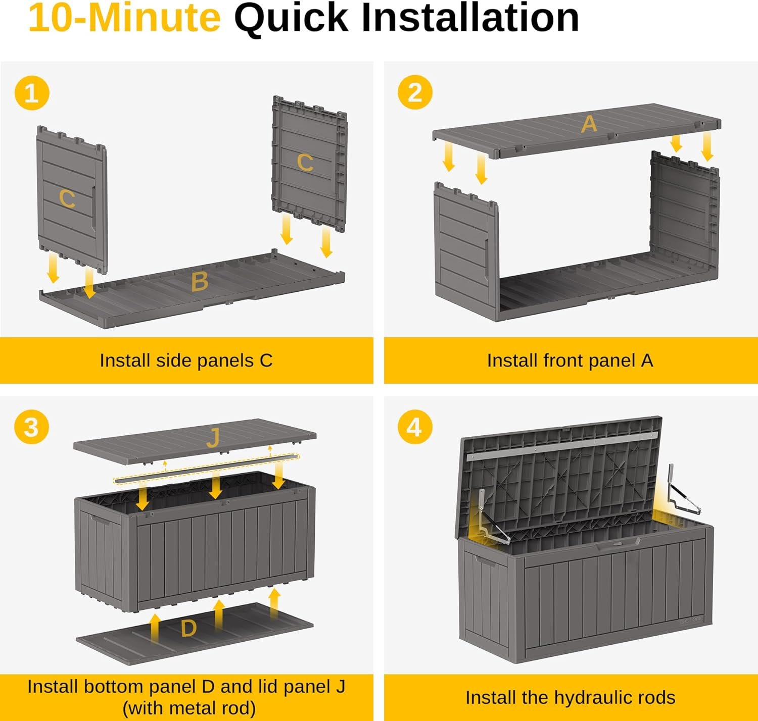 Waterproof Deck Storage Box – 90 Gallon Outdoor Resin Organizer - Image 6
