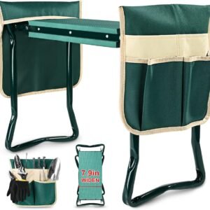 Upgraded Garden Kneeler & Seat, Foldable with Tool Pouches – For Seniors