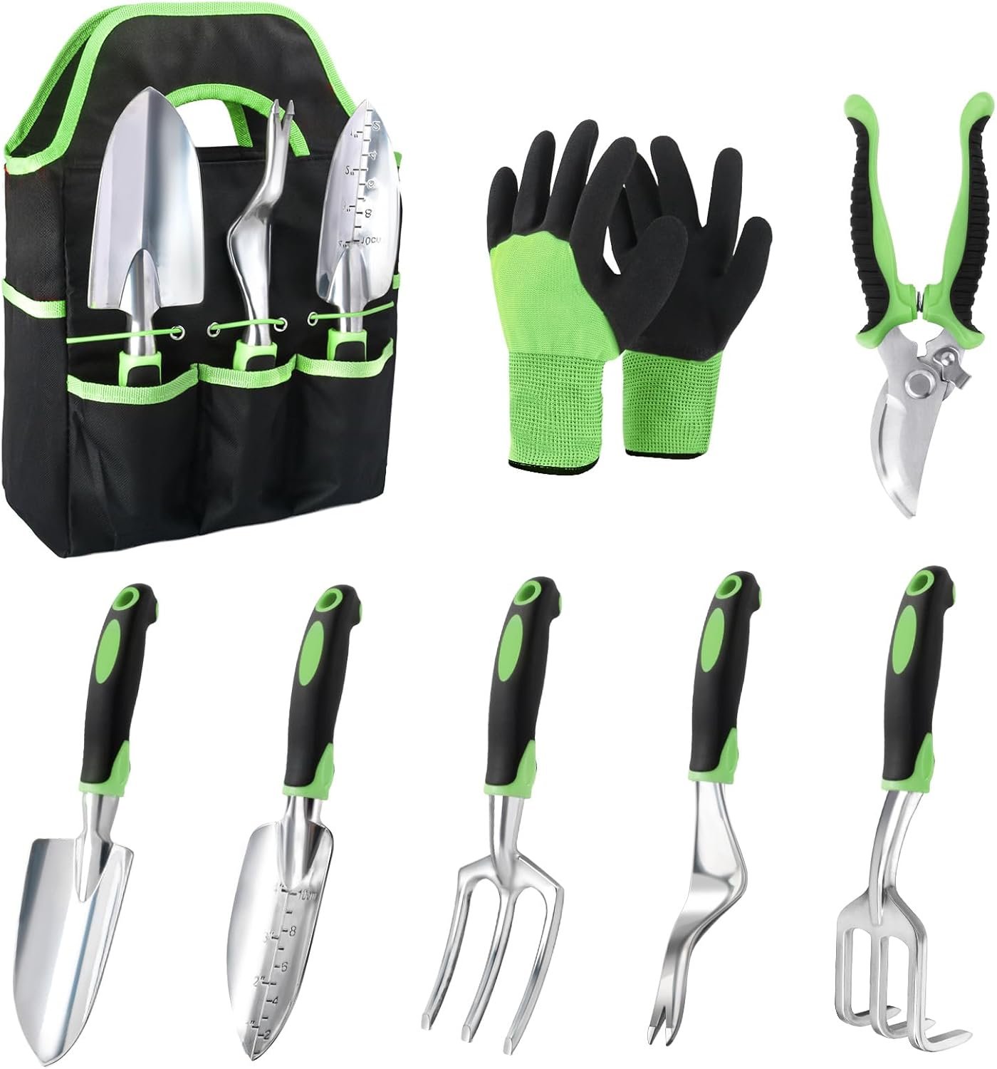 8-Piece Garden Tools Set with Storage Bag and Ergonomic Handles