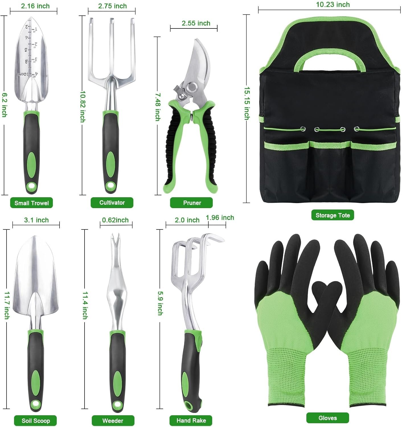 8-Piece Garden Tools Set with Storage Bag and Ergonomic Handles - Image 2