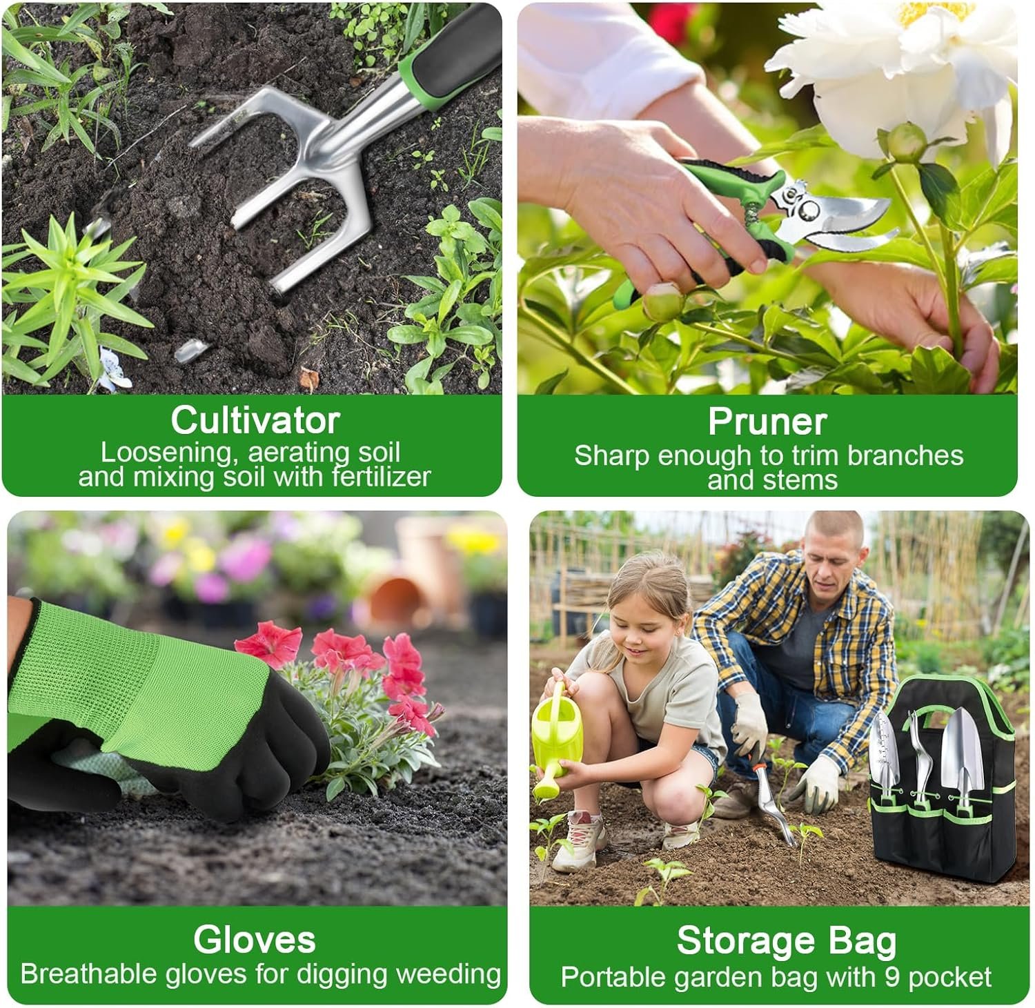 8-Piece Garden Tools Set with Storage Bag and Ergonomic Handles - Image 6