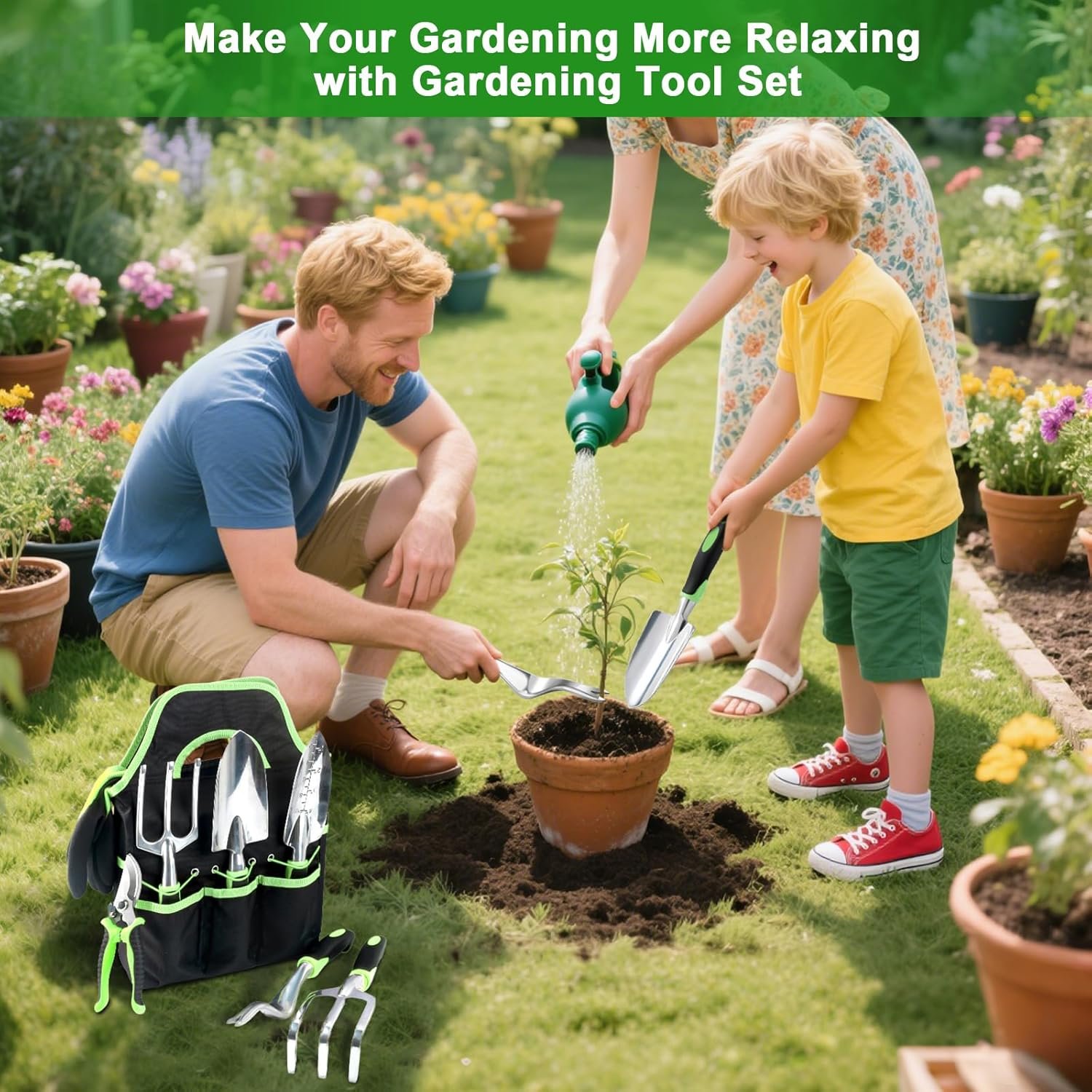 8-Piece Garden Tools Set with Storage Bag and Ergonomic Handles - Image 7